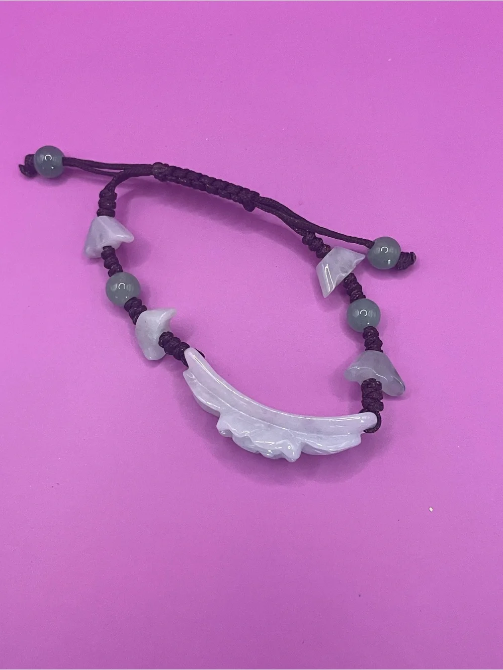 Hand-Carved Light Green Jade Rose Pendant Bracelet